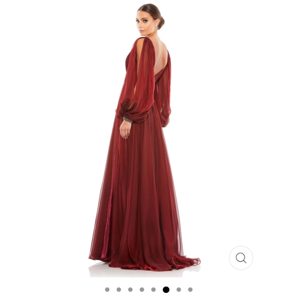 Mac Duggal Chiffon Open Sleeve A Line Gown Garnet #67414 Size 12, 4 - Picture 3 of 5